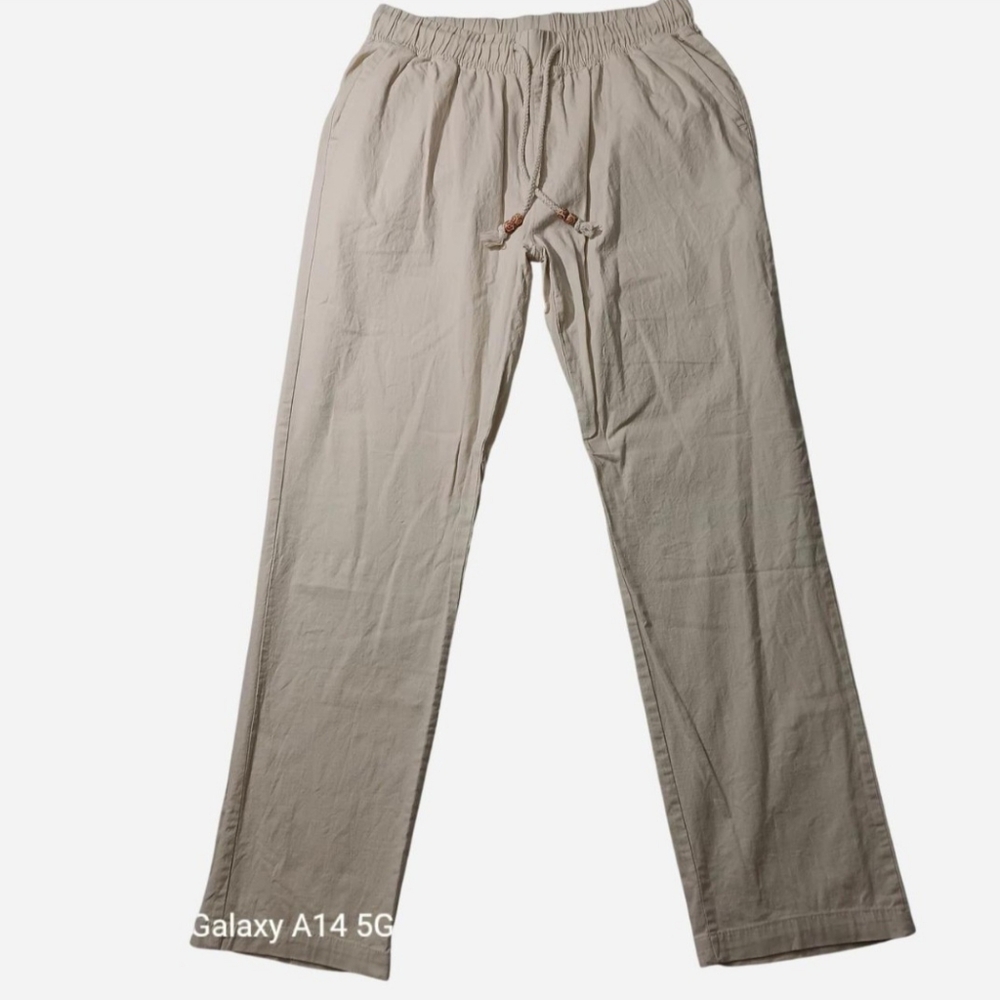 Manwan Walk Pants Cotton Linen Blend Cream Beach Neutral Lightweight Size Medium - Picture 4 of 9
